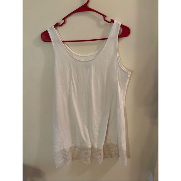 Soma White Tank Top with Lacy Bottom - Picture 1 of 5